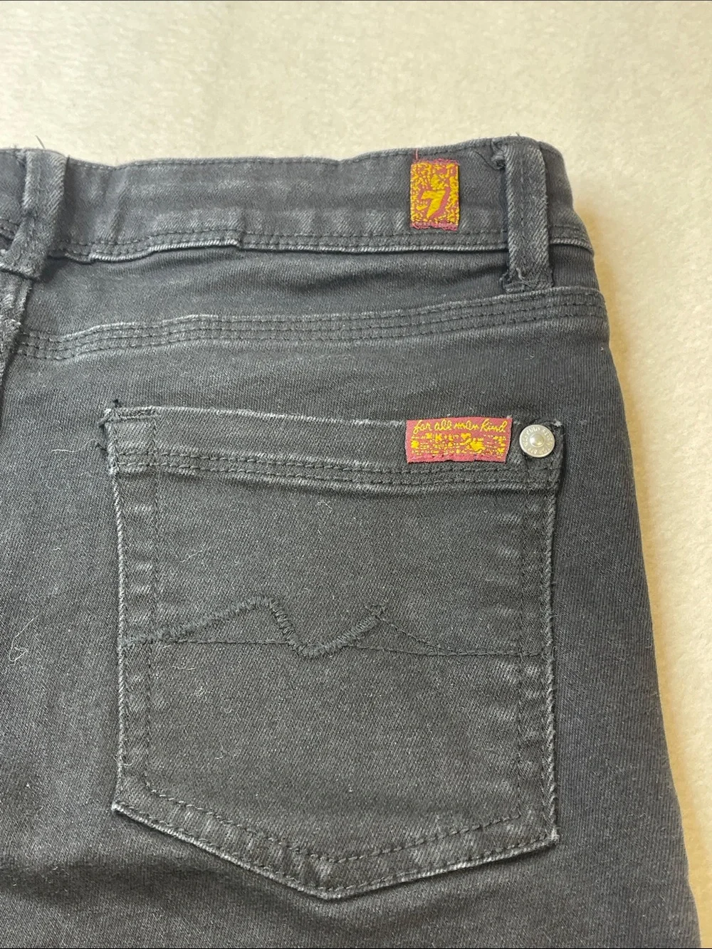 7 For All Mankind GIRLS SIZE 10  Black Straight-Leg Jeans